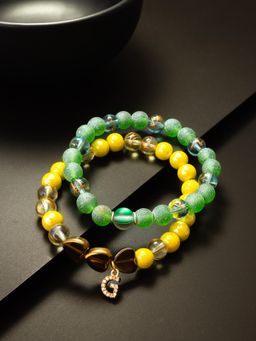 Aadita - Marble Beads Adjustable Bracelet G Letter Multi-Color (Set of 2)