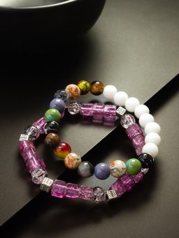 Aadita - Marble Beads Adjustable Bracelet Multi-Color (Set of 2)