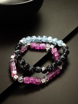 Aadita - Marble Beads Adjustable Bracelet Multi-Color (Set of 2)