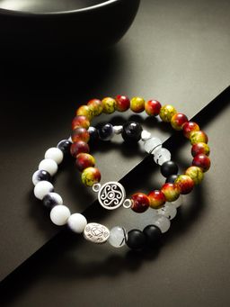 Aadita - Marble Beads Adjustable Bracelet Multi-Color (Set of 2)