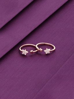 Kai Jewel - Sterling Silver Rose Gold Zircon Studded Star Toe Rings