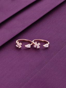 Kai Jewel - Sterling Silver Rose Gold Floral Solitaire Toe Rings