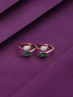Kai Jewel - Sterling Silver Rose Gold Green Leafy Silver Toe Rings