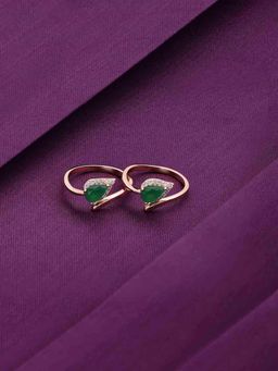 Kai Jewel - Sterling Silver Rose Gold Green Stylish Leaf Silver Toe Rings