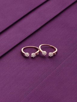 Kai Jewel - Sterling Silver Rose Gold Floral Elegance Silver Toe Rings