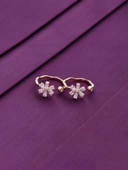 Kai Jewel - Sterling Silver Rose Gold Zircon Floral Silver Toe Rings