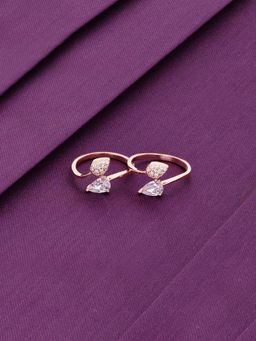 Kai Jewel - Sterling Silver Rose Gold Floral Solitaire Toe Rings