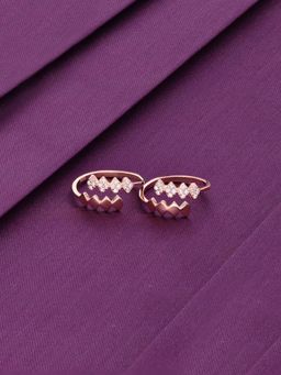 Kai Jewel - Sterling Silver Rose Gold Zig Zag Zircon Studded Toe Rings