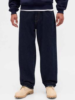 GAP - Men's Solid Baggy Fit Mid Rise Wide-Leg Navy Blue Jeans