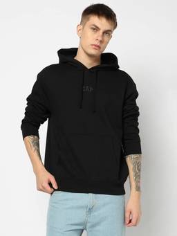 GAP - Black Logo Regular Fit Full Sleeve Hooded Sweatshirt