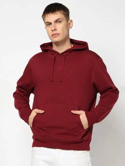 GAP - Maroon Logo Regular Fit Full Sleeve Hooded Sweatshirt