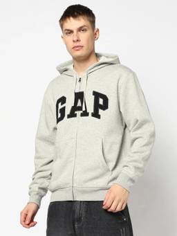 GAP - Grey Logo Regular Fit Full Sleeve Zip-Front Sweatshirt