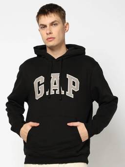 GAP - Black Logo Regular Fit Full Sleeve Hooded Sweatshirt