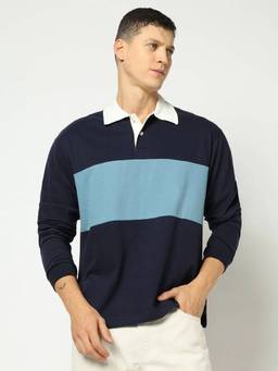 GAP - Navy Blue Cotton Colorblock Polo T-Shirt