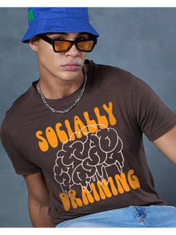 Bewakoof - Brown Social Drain Graphic Printed T-shirt