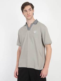 Ben Sherman - Grey Cotton Solid Polo T-Shirt