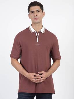 Ben Sherman - Brown Cotton Solid Polo T-Shirt