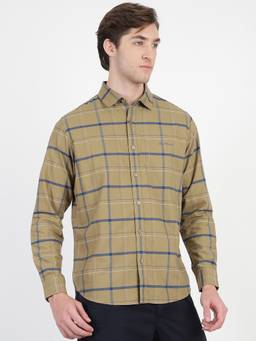 Ben Sherman - Men Olive Regular Checks Plaid Shirt