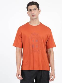 Ben Sherman - Orange Cotton Printed T-Shirt