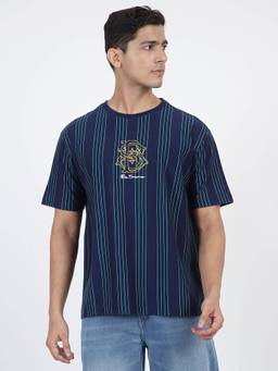 Ben Sherman - Blue Cotton Stripes T-Shirt