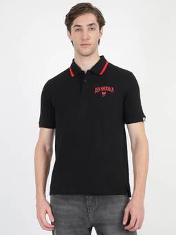 Ben Sherman - Black Cotton Solid Polo T-Shirt