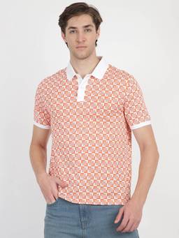 Ben Sherman - Red Cotton Geometric Polo T-Shirt