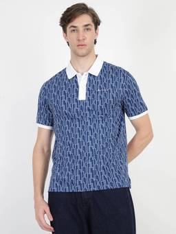 Ben Sherman - Navy Blue Cotton Printed Polo T-Shirt
