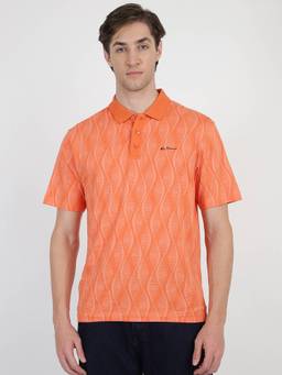 Ben Sherman - Orange Cotton Geometric Polo T-Shirt