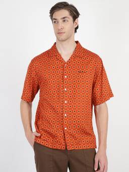 Ben Sherman - Men Orange Regular Checks Glen Check Shirt