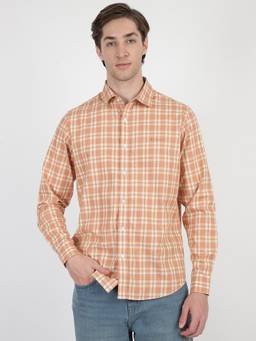 Ben Sherman - Men Orange Relaxed Schiffli Shirt