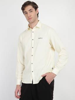 Ben Sherman - Men Cream Regular Corduroy Shirt