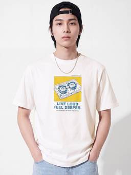 max - White Cotton Printed Tshirt