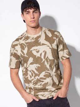 max - Brown Cotton Printed Tshirt