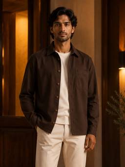 CLUBHAVANA - Men's Espresso Brown Full Sleeve Shirt