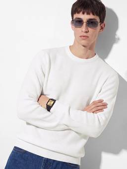 max - White Knit Textured Sweater