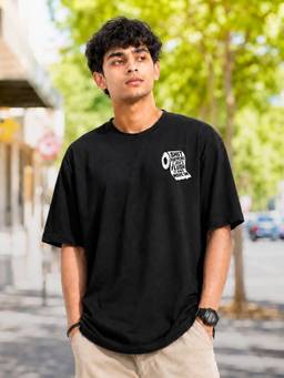 HAZUKU - Black Graphic Oversized Flush It and Move On Printed T-Shirt