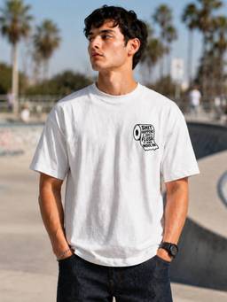 HAZUKU - White Graphic Oversized Flush It and Move On Printed T-Shirt