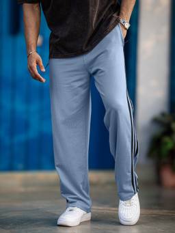 MANIAC - Blue 3 Line Stripes Baggy Trackpant