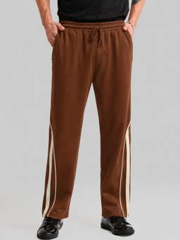 MANIAC - Brown Cotton Stripes Baggy Trackpant