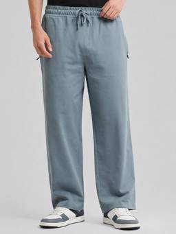 MANIAC - Light Grey Cotton Solid Baggy Trackpant