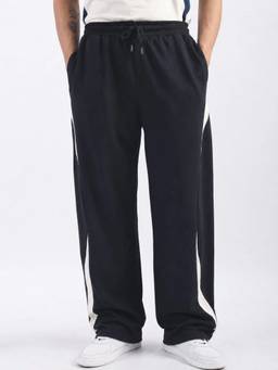 MANIAC - Black Colorblock Baggy Trackpant
