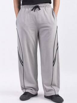 MANIAC - Grey Cotton Colorblock Baggy Trackpant