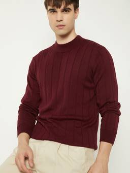 max - Red Cotton Blend Textured Sweater