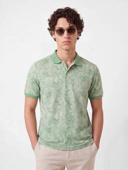 max - Green Cotton Floral Polo T-Shirt
