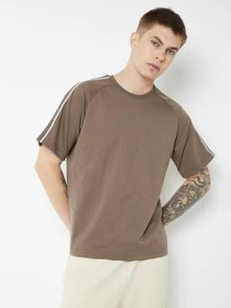 max - Brown Cotton Solid Tshirt