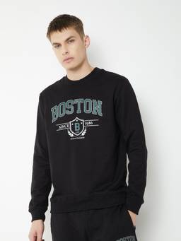 max - Black Printed Pullover Sweatshirt