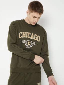 max - Olive Printed Pullover Sweatshirt