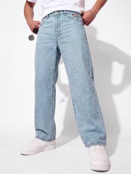 max - Men Solid Loose Fit Blue Jeans