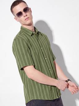 max - URB_N Men Striped Green Shirt