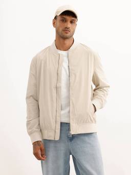 WROGN - Solid Regular Fit Zipper Beige Jacket
